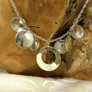 Sterling Silver Multi Disc Necklace