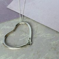 Handmade Silver Heart Pendant & 3Cubic Zirconia-Large - Image 2