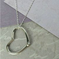 Handmade Silver Heart Pendant & Cubic Zirconia- Small - Image 2
