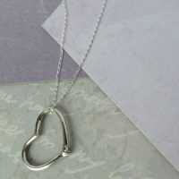 Handmade Silver Heart Pendant & Cubic Zirconia- Small - Image 3