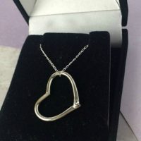 Handmade Silver Heart Pendant & Cubic Zirconia- Small - Image 4