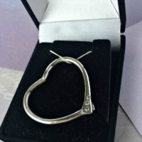 Handmade Silver Heart Pendant & 3Cubic Zirconia-Large - Image 4