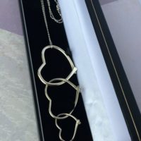 Handmade Silver Heart triple drop necklace - Image 3