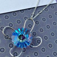 Silver & Swarovski crystal flower pendant