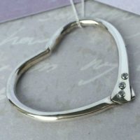 Handmade Silver Heart Pendant & 3Cubic Zirconia-Large