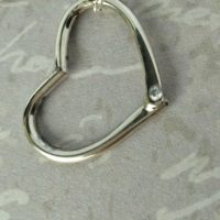 Handmade Silver Heart Pendant & Cubic Zirconia- Small