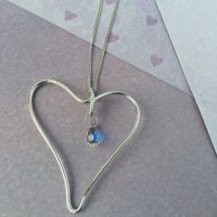 Handmade Silver Heart with Swarovski drop crystal - Image 3