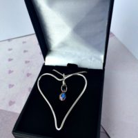 Handmade Silver Heart with Swarovski drop crystal - Image 4