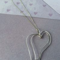 Silver heart double wire necklace - Image 2
