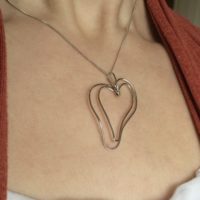 Silver heart double wire necklace - Image 3