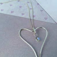 Handmade Silver Heart with Swarovski drop crystal - Image 2