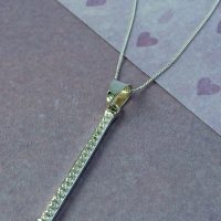 Cubic Zirconia Silver Bar pendant-Modern, Classic, Sleek ladies gift