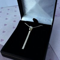 Cubic Zirconia Silver Bar pendant-Modern, Classic, Sleek ladies gift - Image 3