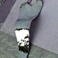 Heavy Textured Silver Sheet Long Heart Pendant