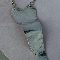 Heavy Textured Silver Sheet Long Heart Pendant - Image 2