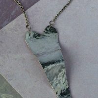 Heavy Textured Silver Sheet Long Heart Pendant - Image 3