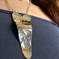 Heavy Textured Silver Sheet Long Heart Pendant - Image 4