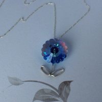 Silver & Swarovski Crystal flower  & Stem - Image 2