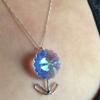 Silver & Swarovski Crystal flower  & Stem - Image 4
