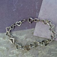 Heart Link Silver Bracelet (Longer length 21.5cm)