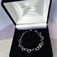 Heart Link Silver Bracelet (Longer length 21.5cm) - Image 4