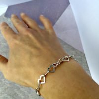 Heart Link Silver Bracelet (Longer length 21.5cm) - Image 5