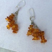 Amber & Silver Triple Drop Earrings