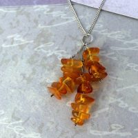 Amber & Silver Triple Drop Pendant