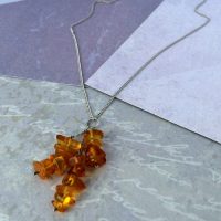 Amber & Silver Triple Drop Pendant - Image 2