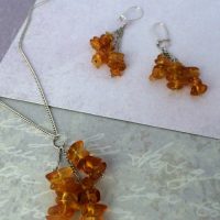 Amber & Silver Triple Drop Earrings - Image 2