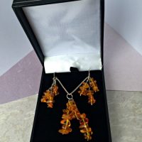 Amber & Silver Triple Drop Earrings - Image 3