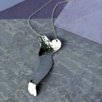 Heavy Textured Silver Sheet Curved Heart Pendant - Image 2
