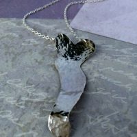 Heavy Textured Silver Sheet Curved Heart Pendant - Image 3