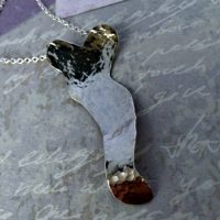 Heavy Textured Silver Sheet Curved Heart Pendant