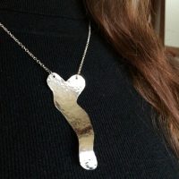 Heavy Textured Silver Sheet Curved Heart Pendant - Image 5
