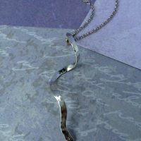 Silver Textured twisted bar pendant